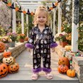 thumbnail image 4 of Elegyee Newborn Girls Halloween Satin Pajamas Cartoon Ghost Bow Long Sleeve Sleepwear Set, 4 of 6