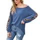 thumbnail image 1 of Blusa Estampado de leopardo Manga larga con hombros descubiertos Cuello redondo Tops de moda para mujer, 1 of 7