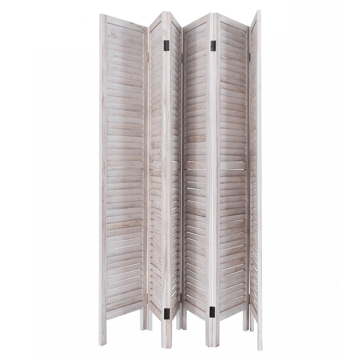 Costway 6 Panel Room Divider Furniture Classic Venetian Wooden Slat Home 67 in. Tall