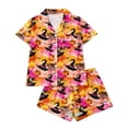 thumbnail image 4 of Halloween Pajamas Women,Fall Cute Pumpkin Ghost Print Pjs Short Sleeve Button Shirts and Shorts Pajamas Sets Orange XXL, 4 of 9