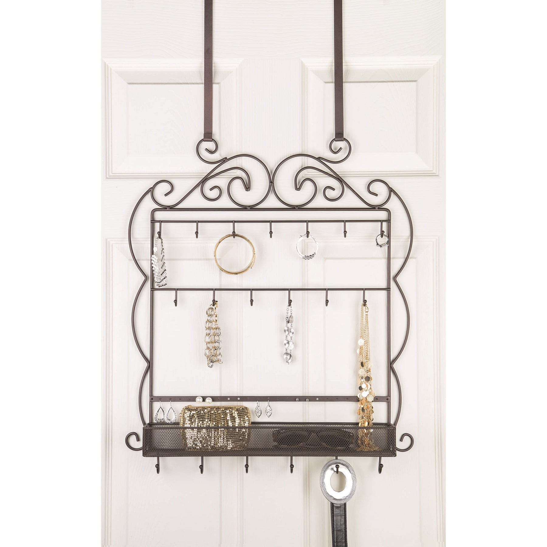 Large Decorative Hanging Over the door Jewelry, Belt Organizer, Hooks ...