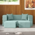 thumbnail image 2 of Jaxx Zipline Convertible Sleeper Loveseat & Ottomans, Textured Microvelvet - Dove Grey, 2 of 7
