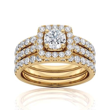 IGI Certified 2 Carat Diamond Engagement Ring for Women in 14k Yellow Gold Size 7 by Beverly Hills Jewelers