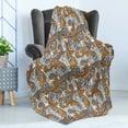 thumbnail image 4 of Vintage Soft Flannel Fleece Throw Blanket, Paisley Inspired Swirls Curls Floral Abstract Botanical Oriental, Cozy Plush for Indoor and Outdoor Use, 60" x 80", Orange Pale Blue Cream, by Ambesonne, 4 of 5
