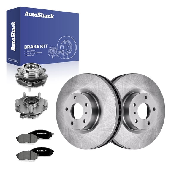 AutoShack Front Vented Brake Rotors   Premium Ceramic Pads   Hub Bearing Assembly 8-PC Brake Kit Replacement for 2009-2013 INFINITI G37 2007-2008 INFINITI G35 12.58" (319.6 mm)