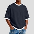 thumbnail image 2 of TAmten Men's Casual Drop Shoulder Short Sleeve T Shirt Navy,M, 2 of 4
