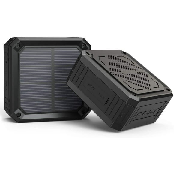 Altavoz solar portátil impermeable IPX6 con bluetooth, 15 horas de reproducción, bajos ricos, resistente a golpes y polvo