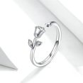 thumbnail image 2 of Anillo De Flor De Rosa Anillo Abierto De Plata De Ley 925 Anillo De Dedo Ajustable Para Mujeres Niñas Regalo Del Día De San Valentín Monstrate AP005474-00, 2 of 6