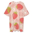 thumbnail image 3 of Strawberries Colorful Pink Red Green Sleepshirts For Sleeping Travels Loose Sleepdress Pajama Dress Soft Nightdress Sleepwear, 3 of 7