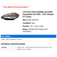 thumbnail image 2 of Left Driver Side Headlight Assembly - Compatible with 2006 - 2010 Chrysler PT Cruiser 2007 2008 2009, 2 of 2