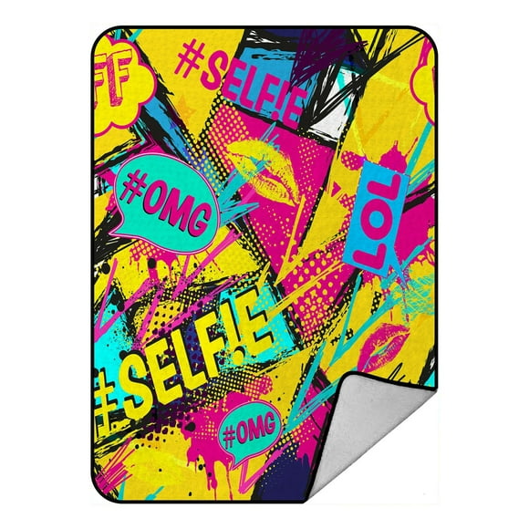 EREHome comic speech bubbles Throw Blanket Fleece Blankets Plush Blanket 58x80 Inch