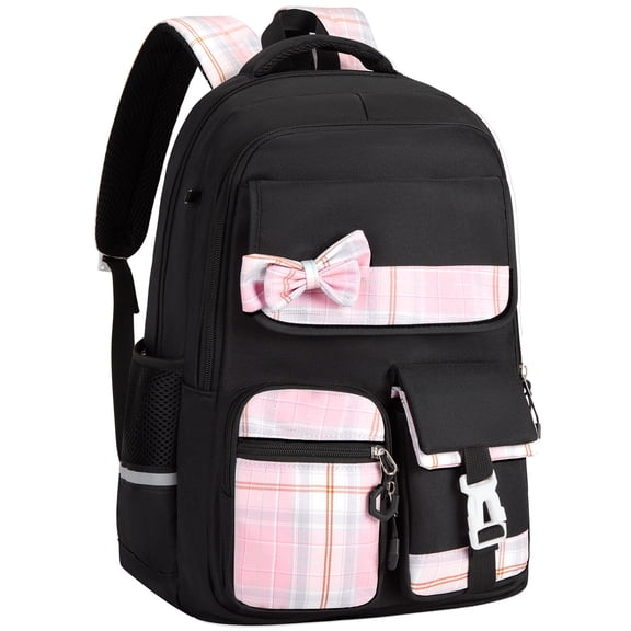 Gynky School Backpack School Bookbag for Middle School Students Book Bag for Elementary Primary Kawaii Backpack, Black