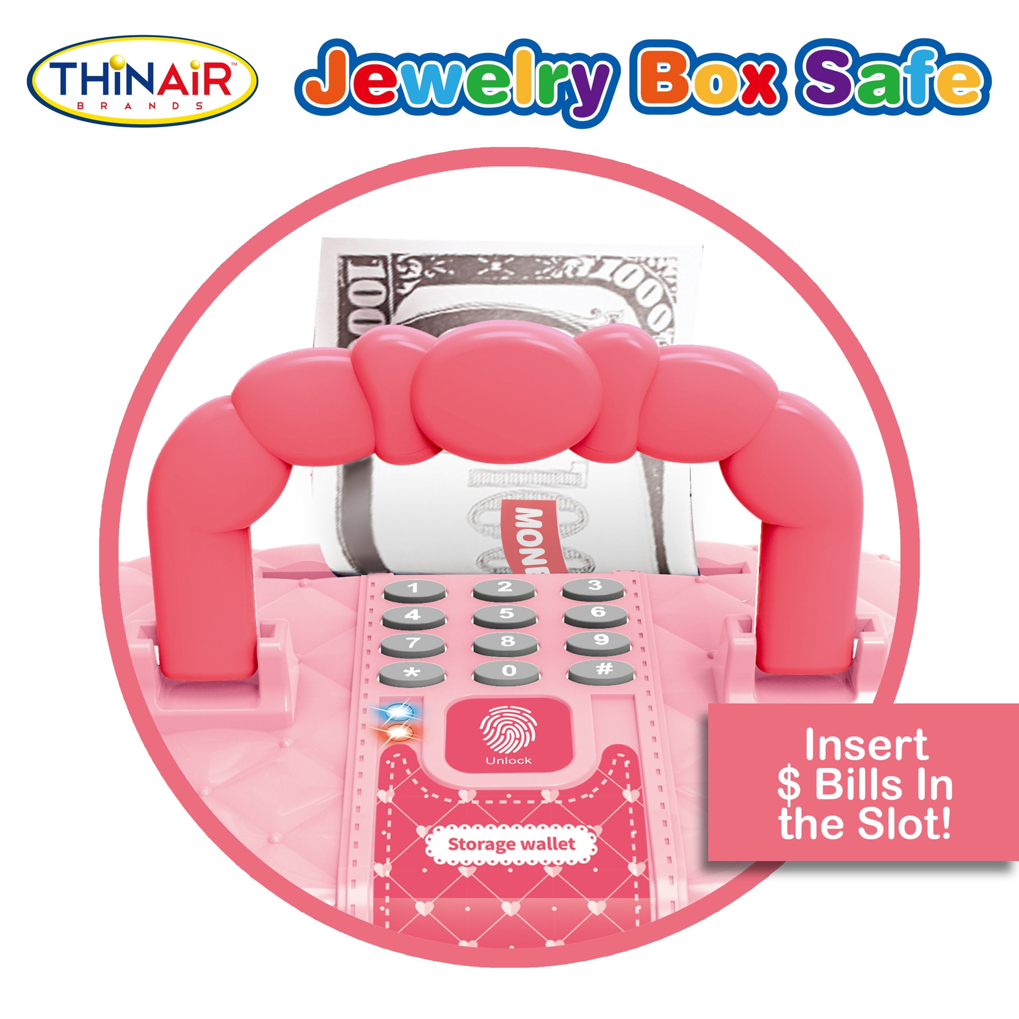 パールピンク　プティボックス　60個 Playful Minds Jewelry Box Safe, Pink White Storage Safe, PIN