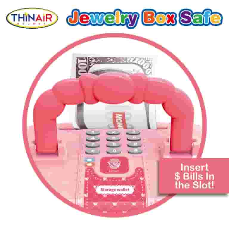 Playful Minds Jewelry Box Safe, Pink White Storage Safe, PIN Playful Minds Jewelry Box Safe, Pink White Storage Safe, PIN