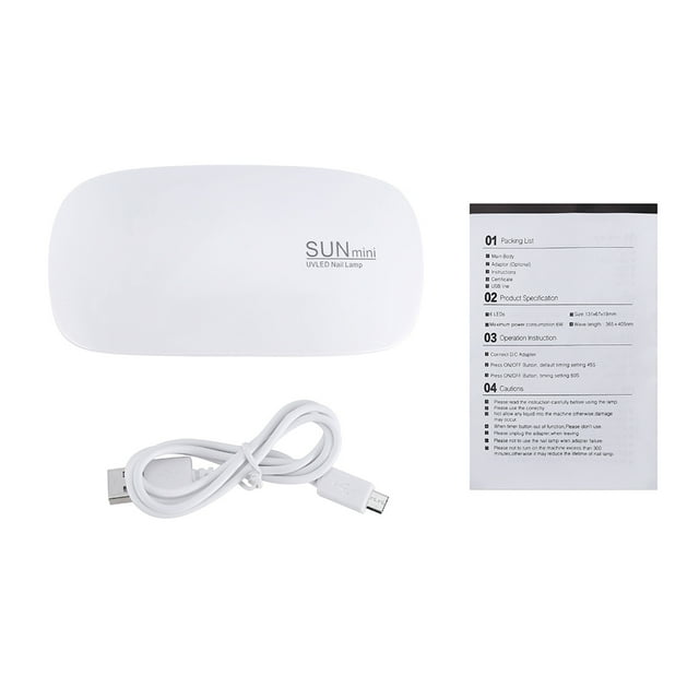 Sun Mini Secador De Uñas 6W Gel UV Polache Curado Lámpara LED Herramienta De Manicura Portátil Blanco