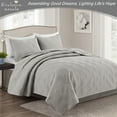Exclusivo Mezcla Light Gray Twin Quilt Set, Square Pattern Ultrasonic