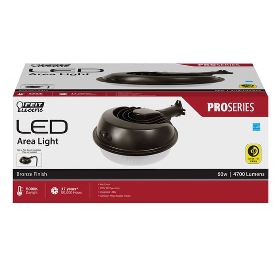 FEIT Electric Dusk to Dawn Hardwired LED Bronze Area Light