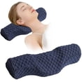 thumbnail image 1 of Almohada cervical para aliviar el dolor al dormir, almohada enrollable para el cuello, espuma viscoelástica para aliviar el dolor de cuello rígido, almohada de viaje para cama para personas que duermen de lado y boca arriba. (Azul) JM, 1 of 7