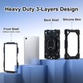 thumbnail image 2 of SaniMore Case for Samsung Galaxy Tab A8 10.5" 2022 SM-X200/X205, Shockproof Shoulder Strap 360° Rotating Handle Bracket Pencil Holder Tri-layer Hybird Anti-drop Kids Shell, Black, 2 of 8