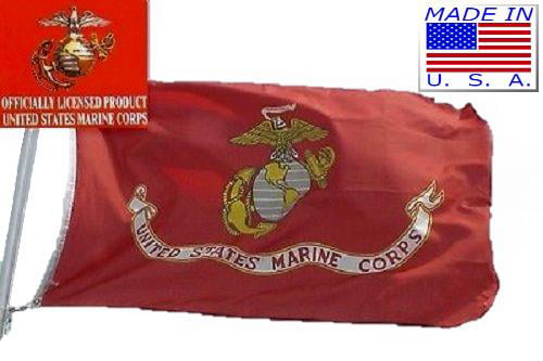 United States Marine Corps Double Sided Embroidered USA 3X5 Flag Rough Tex® 150D 
