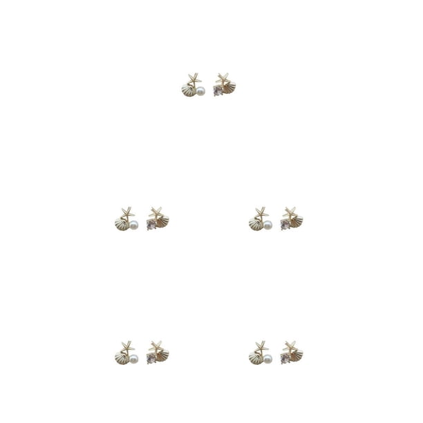 Pendientes de concha Qarigey para mujer aleación de zinc Oro Blanco