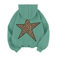 thumbnail image 5 of XIAOCHA Women's Leopard Star Print Hoodie Oversized Long Sleeve Hooded Pullover Top Plush Bold Street Hoodies, 5 of 5