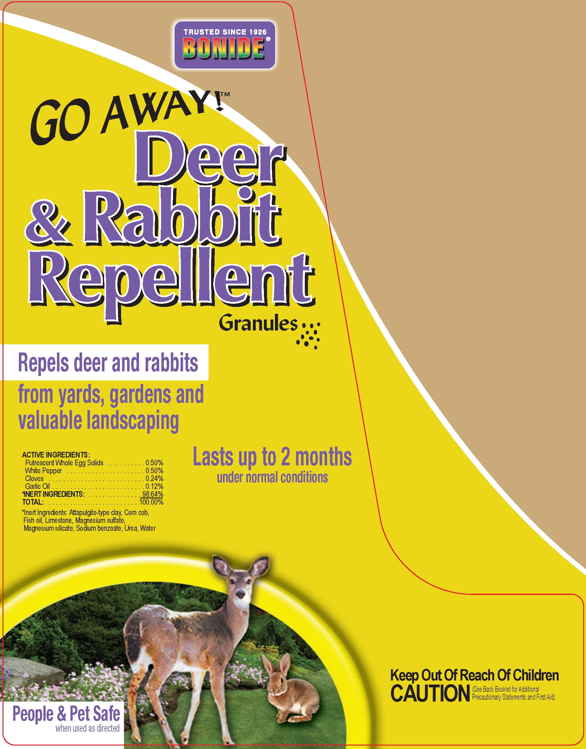 Bonide Go Away! Deer & Rabbit Repellent Granules, 3 lb. Ready-to-Use Deterrent