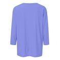 thumbnail image 4 of EHTMSAK Womens T-Shirts Cotton 3/4 Sleeves Sunflowers Printed Solid Color Elbow Length Round Neck Blouses Casual Plus Size Shirts Fashion Loose Fit 2024 Trendy Tee Tops Purple XL, 4 of 4