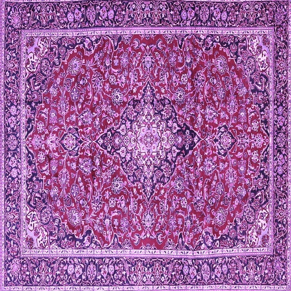 Ahgly Company Indoor Square Medallion Purple Traditional Area Rugs, 4' Square