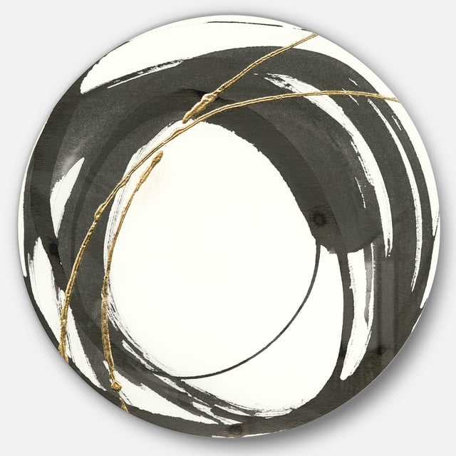 Designart 'Gold Glamour Circle I' Geometric Metal Circle Wall Art