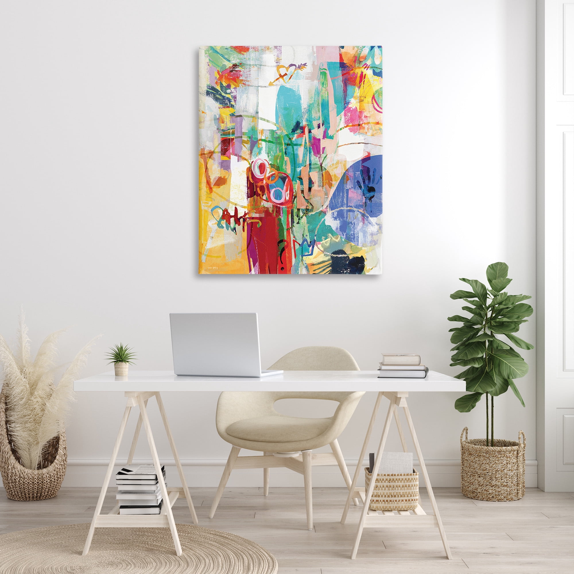 Stupell Industries Expressive Collage Abstraction Abstract Painting Gallery Wrapped Canvas Art Print Wall Art, 36 x 48