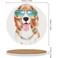 thumbnail image 2 of GZHJMY 6Pcs Round Cool Dog Beagle Breed in Sunglasses Ceramic Coasters with Cork-Backed for Coffee Drink, Cup Mat Absorbent Stone Coasters, 2 of 5