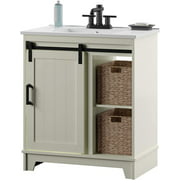 Twin Star Home Style Freestanding Set 30" Single Bathroom Vanity with Sliding Barn Door White Sink