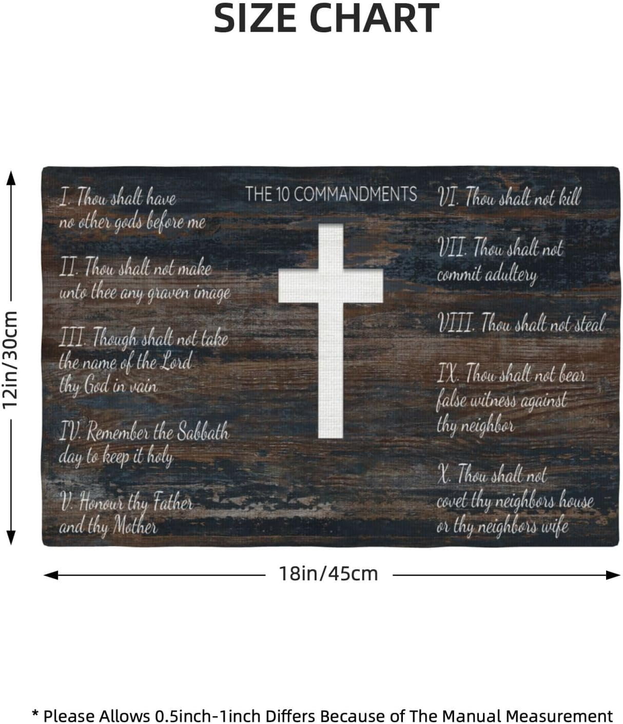 10 Commandments Placemats Set of 6 Christian Religious Table Mats Washable Place mats for Home Party Indoor Kitchen Dining Table Decoration 12x18 Inch