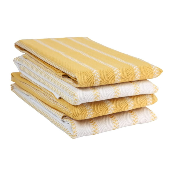 Juego de paños de cocina LANE LINEN, paquete de 4 unidades, color amarillo limón