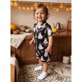 thumbnail image 6 of RUINIXCW Toddler Baby Girl Boy Halloween Silk Stain Pajama Set Girls Boys Summer Fall Sleepwear Ghost Button Down Short Sleeve Shirt Tops Shorts Set, 6 of 10