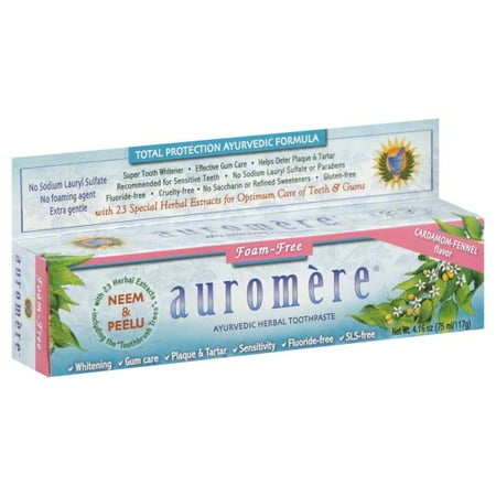 Thai Herbal Toothpaste - Auromere Ayurvedic Herbal Toothpaste Non Foaming Cardamom Fennel, 4.16 Oz