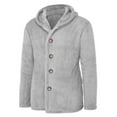 thumbnail image 6 of Herrnalise Men's Winter Solid Color Cardigan Long Sleeve Hooded Casual Blouse Tops Coat Gray, 6 of 6