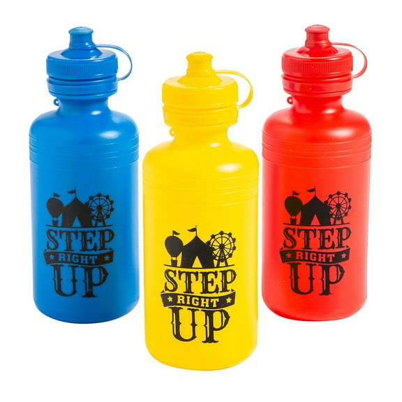 Fun Express Carnival Silhouette Step Right Up BPA-Free Plastic Water Bottles - 12 Count