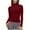 Wine, variant on Posijego Mock Neck Long Sleeve Shirts for Women Plain Basic T-Shirts Slim Spring Trendy Going out Crop Tops Solid Color