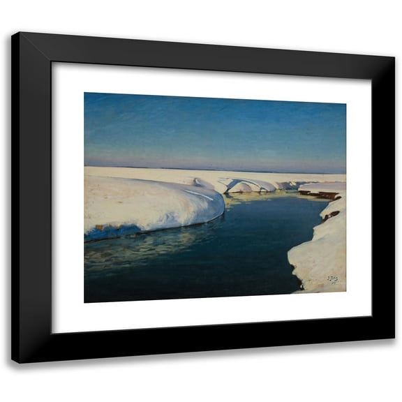 Julian Falat 14x12 Black Modern Framed Museum Art Print Titled - Snow (1907)