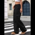 thumbnail image 4 of Pantalones Vaqueros Holgados para Mujer, Elásticos, Sueltos, de Cintura Alta y Pierna , Estilo Años 90, Y2K Negro XXL, 4 of 8