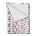 thumbnail image 2 of Striped Soft Flannel Fleece Throw Blanket, Prehistoric Shapes with Flowers Circles Folk Culture Inspired Trippy Motif, Cozy Plush for Indoor and Outdoor Use, 50" x 60", Pink Purple, by Ambesonne, 2 of 5