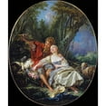 thumbnail image 2 of François Boucher 12x14 Black Ornate Wood Framed Double Matted Museum Art Print Titled: Shepherd and Shepherdess Reposing (1761), 2 of 5