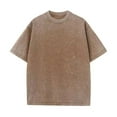 thumbnail image 2 of Zimjoy Brown Tshirt Men Casual Washed Cotton T Shirts for Men Loose Fit Short Sleeve Oversized Tshirts for Men Crewneck Vintage Men's Clothing, Khaki 3XL, 2 of 8