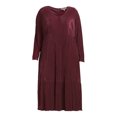 thumbnail image 5 of Terra & Sky Women's Plus Size Long Sleeve Plisse Midi Dress, 5 of 5