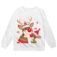 thumbnail image 3 of Crewneck Sweatshirt Girls Festive Print Crew Neck Sweatshirt Long Sleeve Pullover Hoodless Top White 3-4 Years, 3 of 4