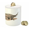 thumbnail image 3 of Animal Piggy Bank, s on Savannah Graphic Image Animals in Habitat Safari Wildlife, Ceramic Coin Bank Money Box for Cash Saving, 3.6" X 3.2", White Brown, by Ambesonne, 3 of 4