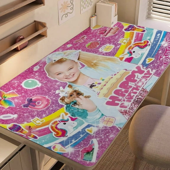 JOJO Siwa-themed extra-large Non-Slip Base leather Desk Table mat—versatile for computer desks, dining tables, and more.12"x24"(30X60cm）