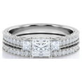 thumbnail image 3 of JeenMata Princess Cut Diamond - Pave - Three Stone Ring - Victorian Style - Vintage Wedding Ring Set in 10K White Gold, 3 of 6